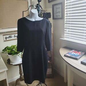 Ann Taylor Black Midi Dress with Boat Neck